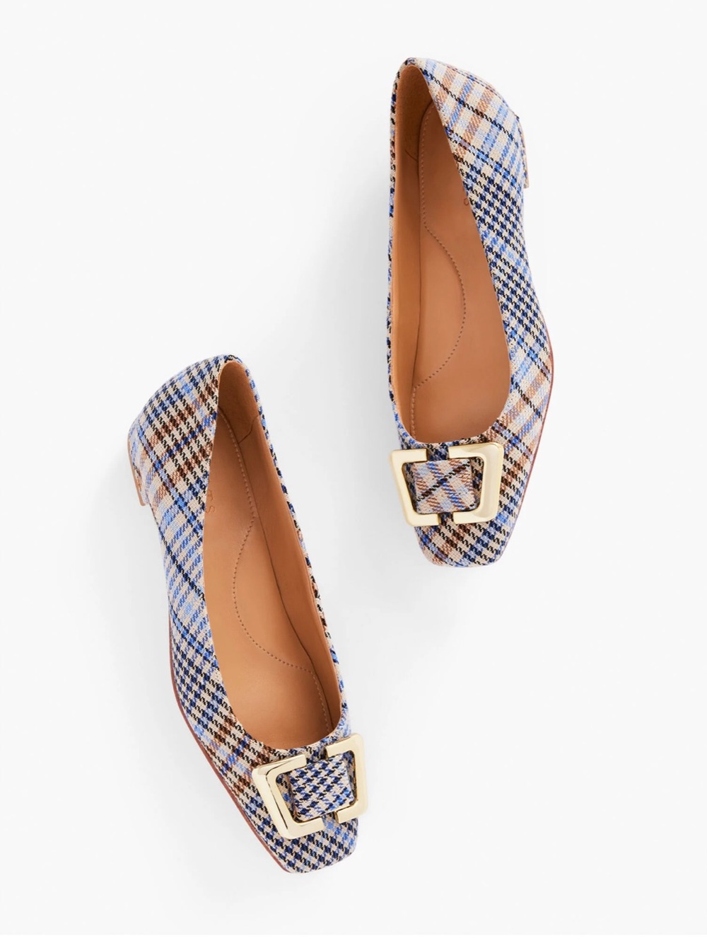 Talbots Sutton Buckle Plaid Flats Size 7